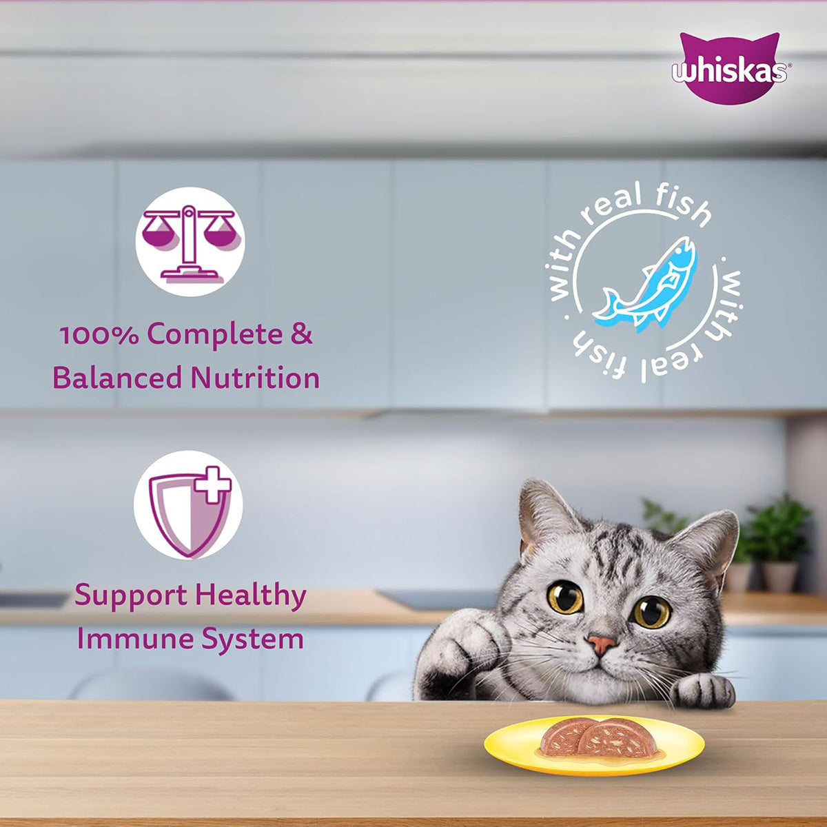 Whiskas Tuna & White Fish Flavour Adult (1+ Years) Wet Cat Food 70 gm