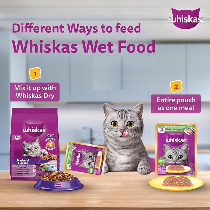 Whiskas Tuna & White Fish Flavour Adult (1+ Years) Wet Cat Food 70 gm
