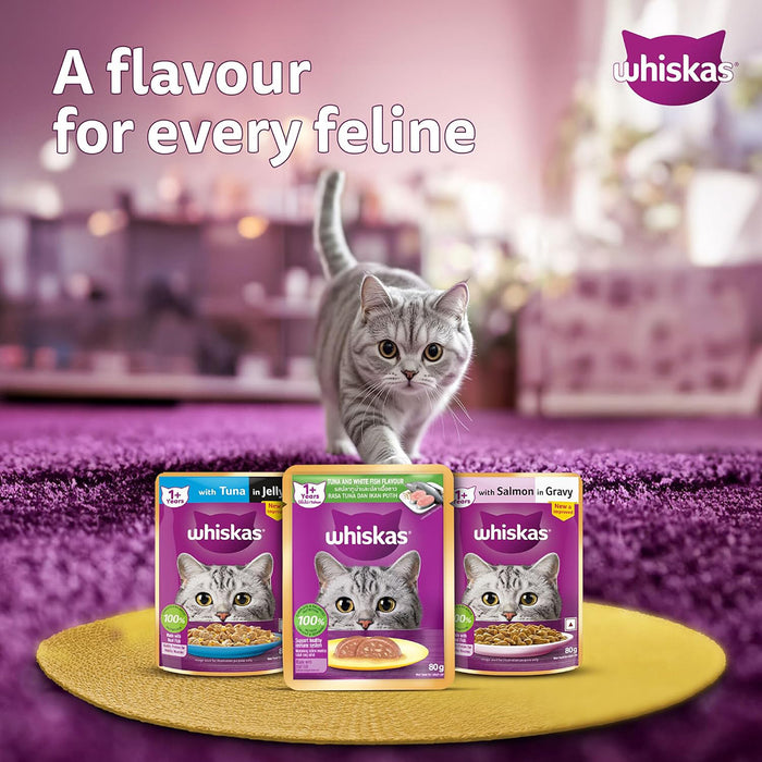 Whiskas Tuna & White Fish Flavour Adult (1+ Years) Wet Cat Food 70 gm