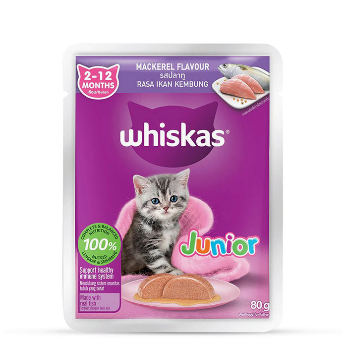 Whiskas Junior Mackerel Flavour Kitten (2-12 Months) Wet Cat Food 70 gm