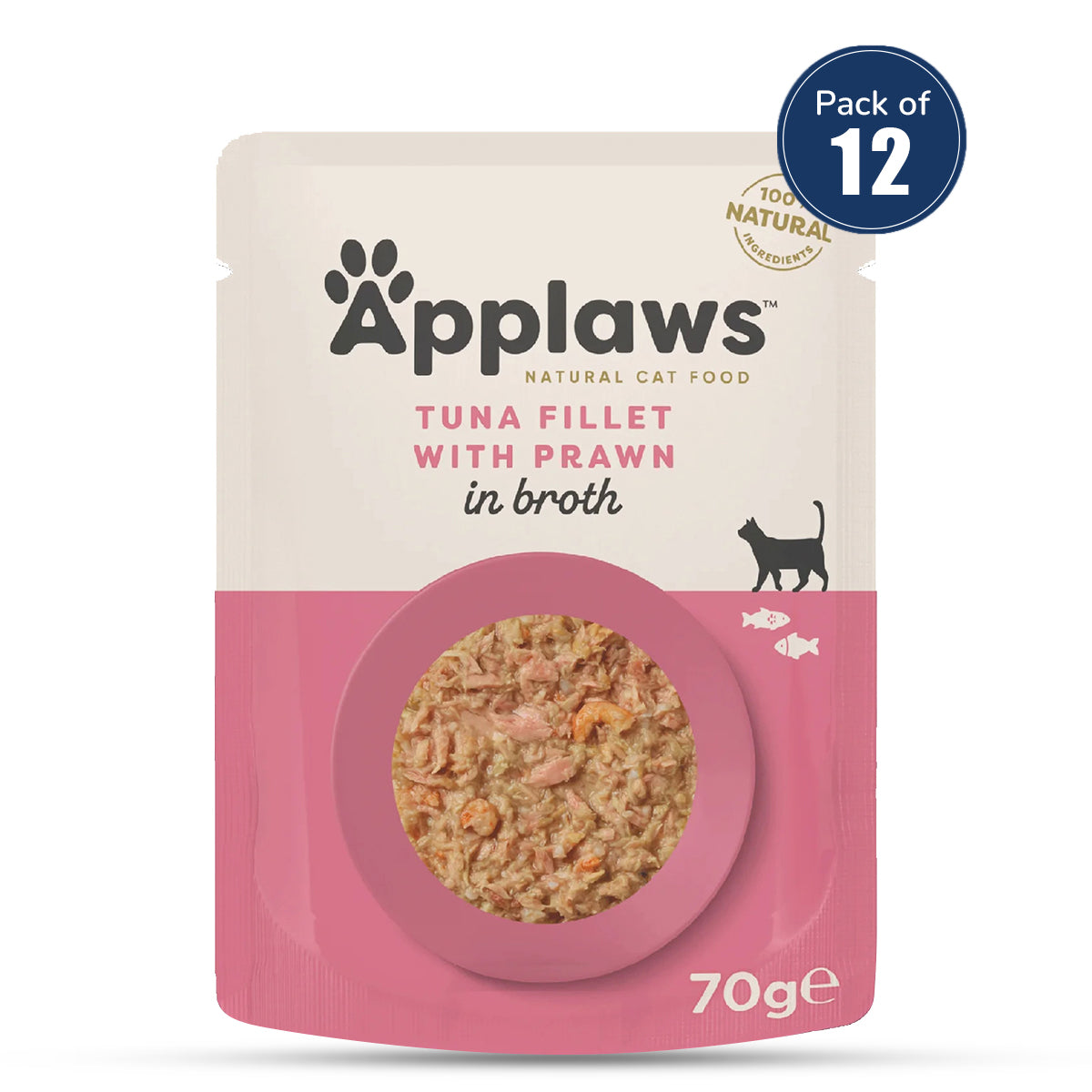 Applaws Tuna Fillet with Pacific Prawns Adult Wet Cat Food Pouch- 70 gm(Pack Of 12)