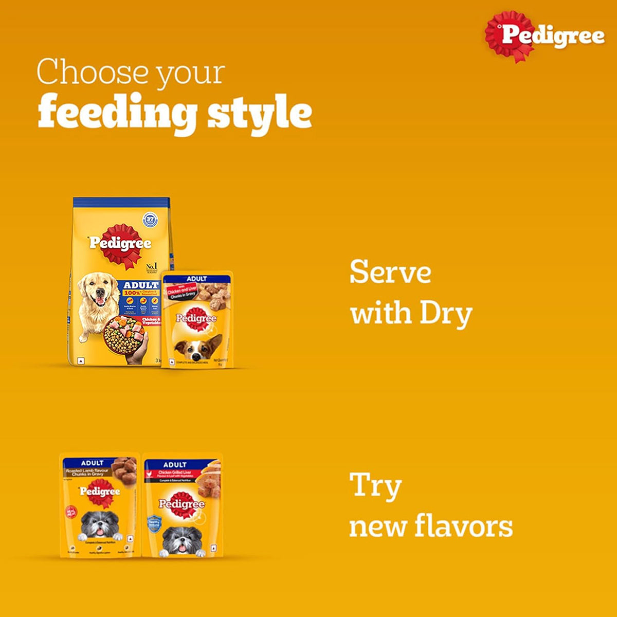 Pedigree Roasted Lamb Flavour Chunks in Gravy Adult Wet Dog Food 130g