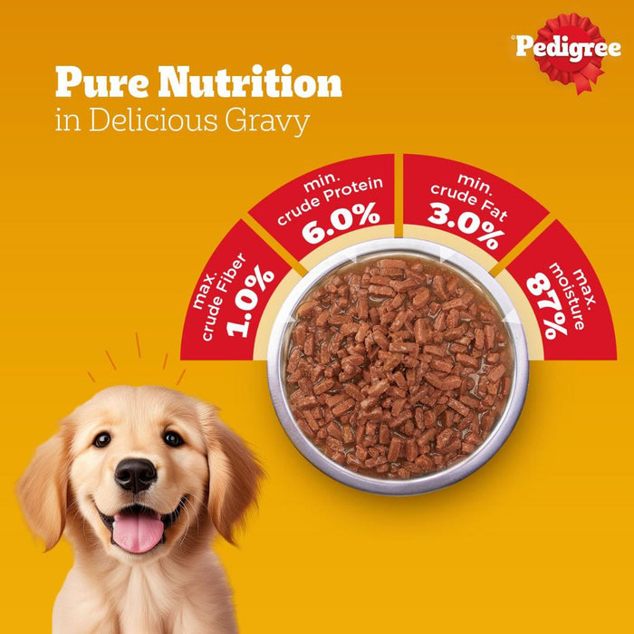 Pedigree Lamb Flavour Chunks in Gravy Puppy Wet Dog Food 130g