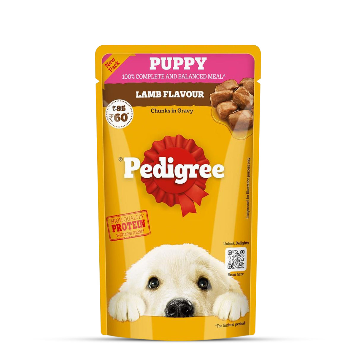 Pedigree Lamb Flavour Chunks in Gravy Puppy Wet Dog Food 130g