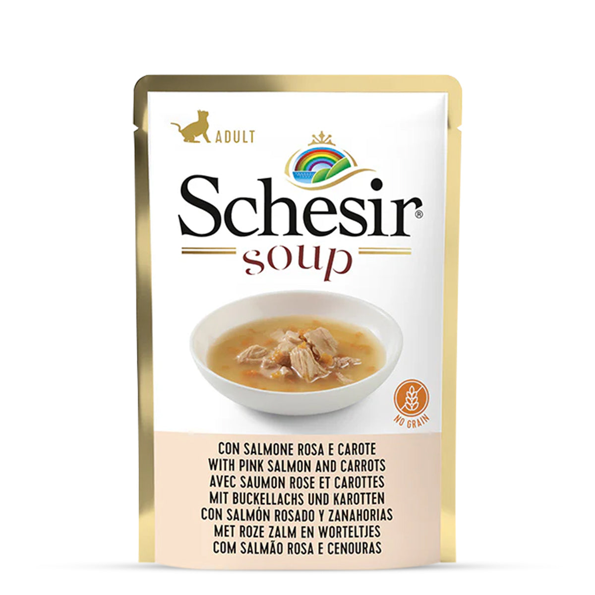 Schesir Pink Salmon & Carrot Cat Soup Pouch - 85 gm(Pack Of 20)
