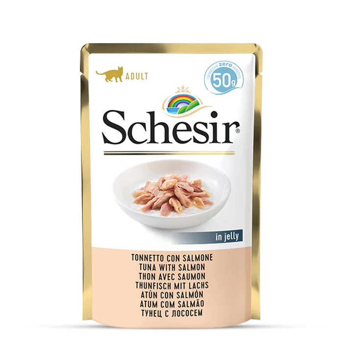 Schesir Tuna Whole Meat With Salmon & Rice Jelly Pouch Cat Wet Food - 50 gm(Pack Of 30)