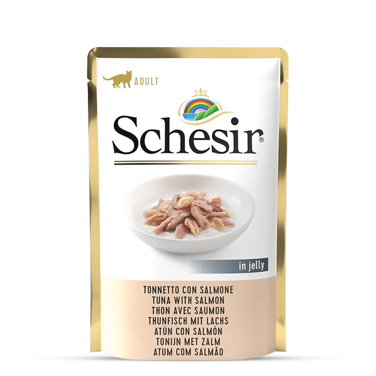 Schesir Tuna in Jelly with Salmon Adult Pouch Cat Wet Food  - 85 gm(Pack Of 20)