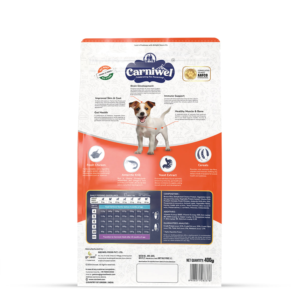 Carniwel Fresh Chicken Dry Dog Food for Small Breed, Puppy