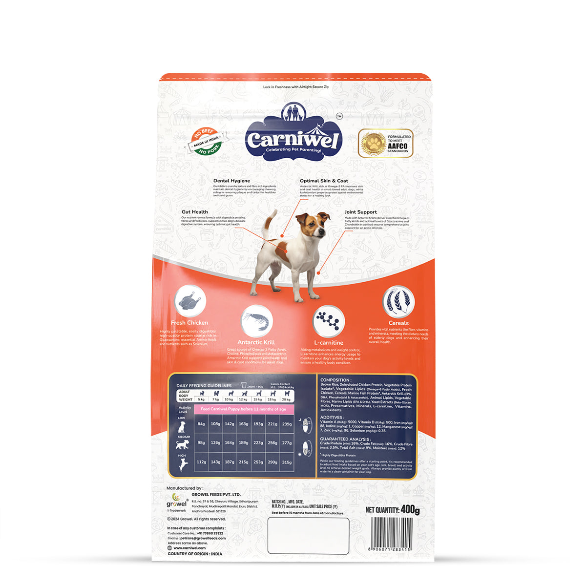Carniwel Fresh Chicken Dry Dog Food for Small Breed, Adult