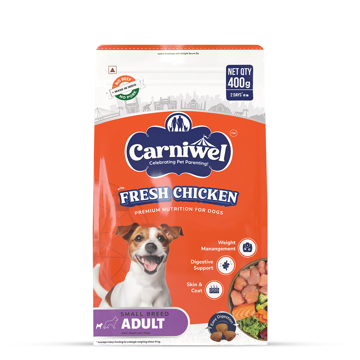 Carniwel Fresh Chicken Dry Dog Food for Small Breed, Adult