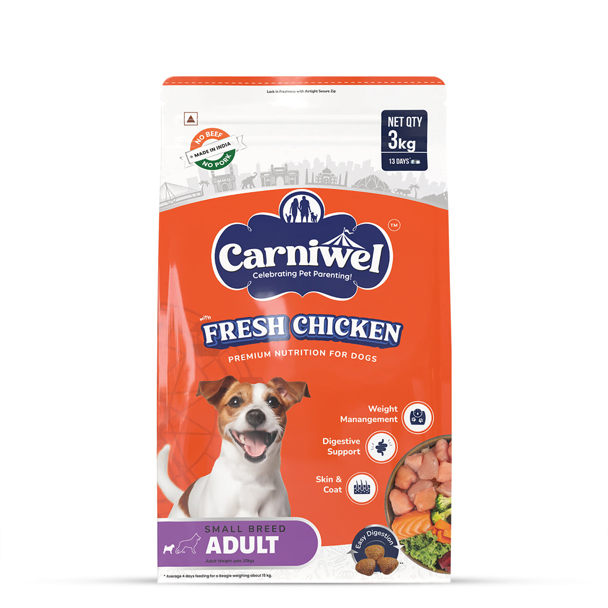 Carniwel Fresh Chicken Dry Dog Food for Small Breed, Adult