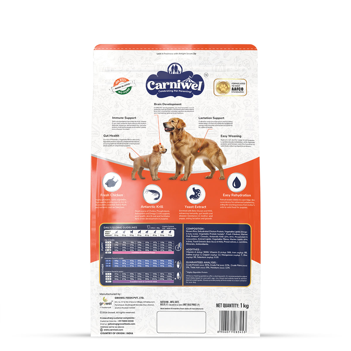 Carniwel Fresh Chicken Dry Dog Food for Large Breed, Starter