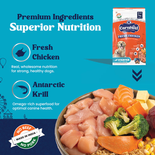 Carniwel Fresh Chicken Dry Dog Food for Large Breed, Starter