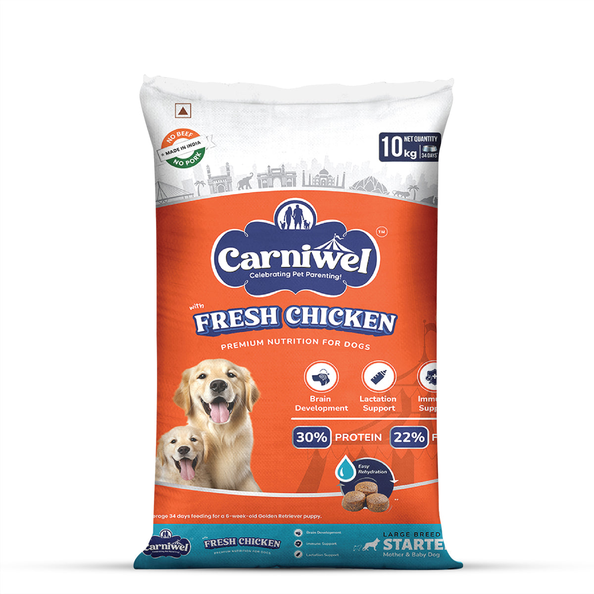 Carniwel Fresh Chicken Dry Dog Food for Large Breed, Starter