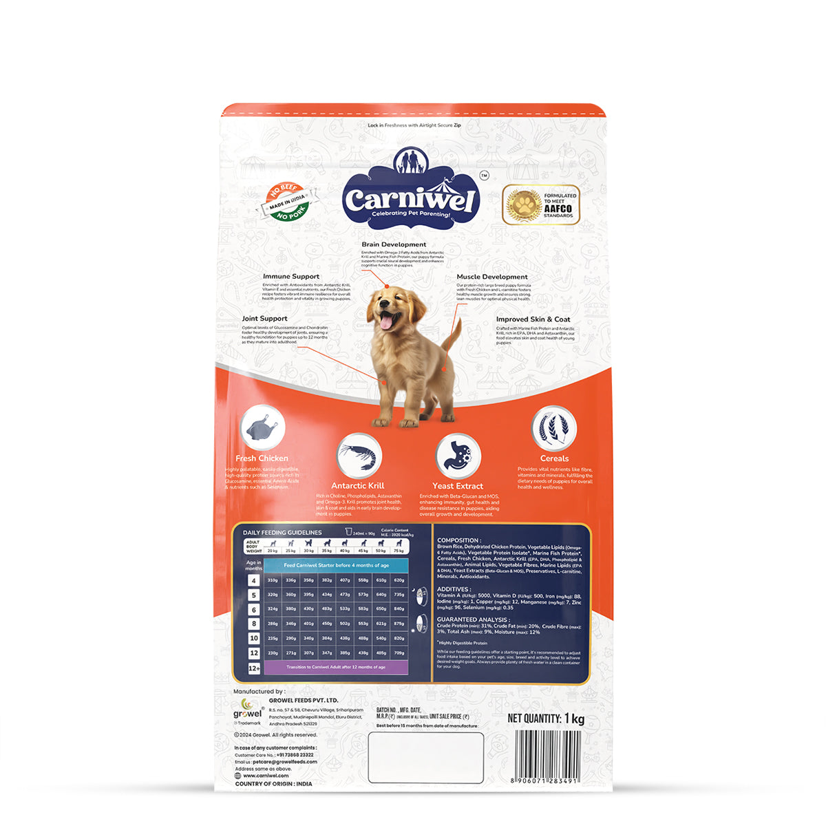 Carniwel Fresh Chicken Dry Dog Food for Large Breed, Puppy