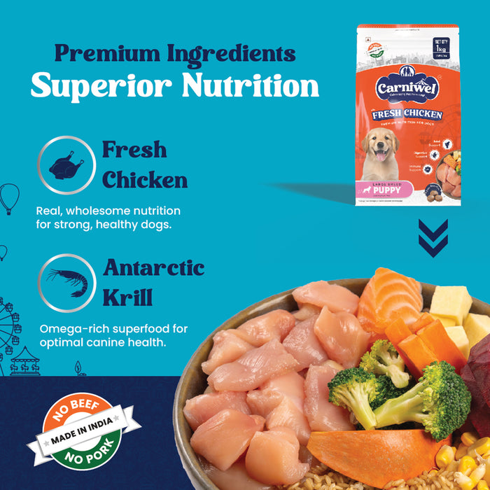 Carniwel Fresh Chicken Dry Dog Food for Large Breed, Puppy