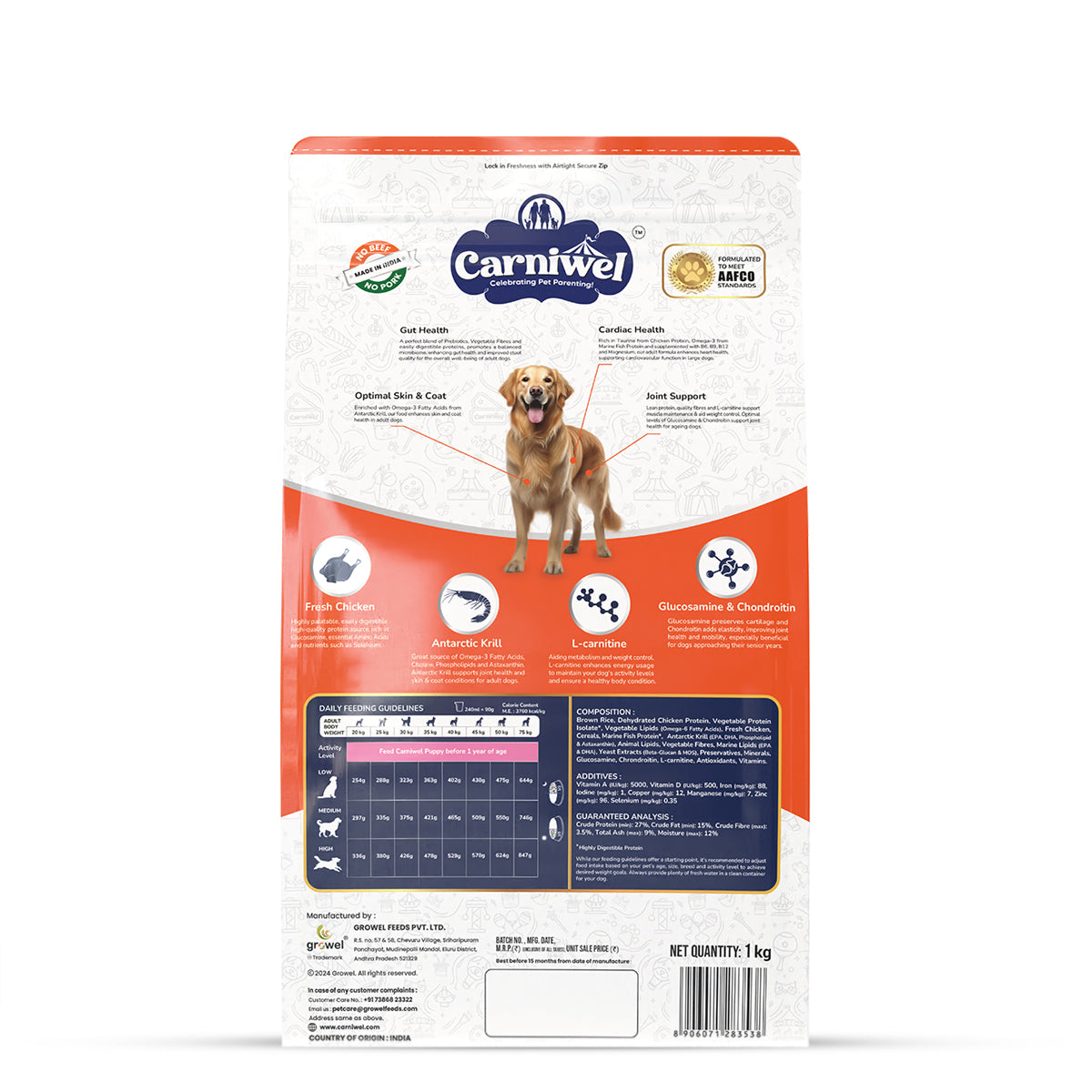 Carniwel Fresh Chicken Dry Dog Food for Large Breed, Adult