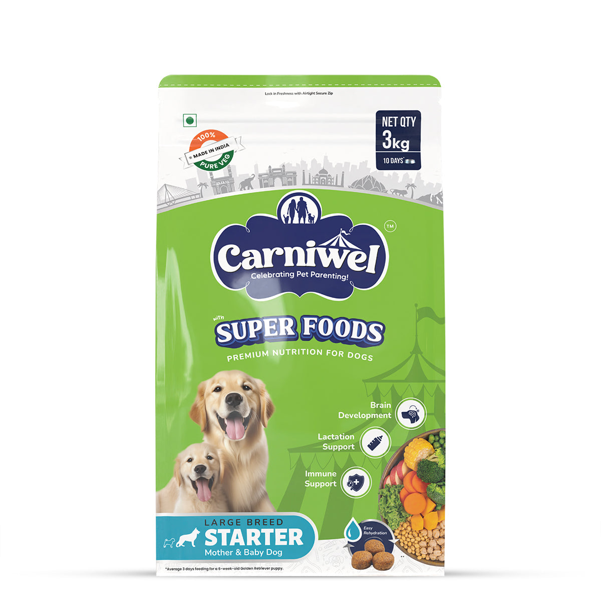 Carniwel Veg with Superfoods Dry Dog Food for Large Breed, Starter