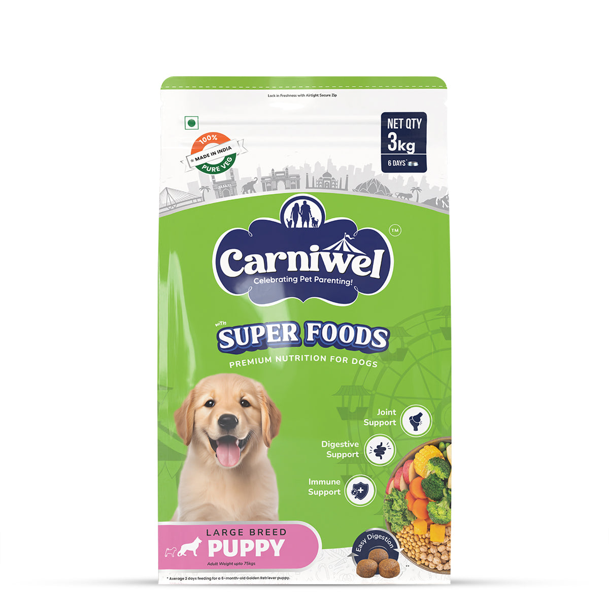 Carniwel Veg with Superfoods Dry Dog Food for Large Breed, Puppy