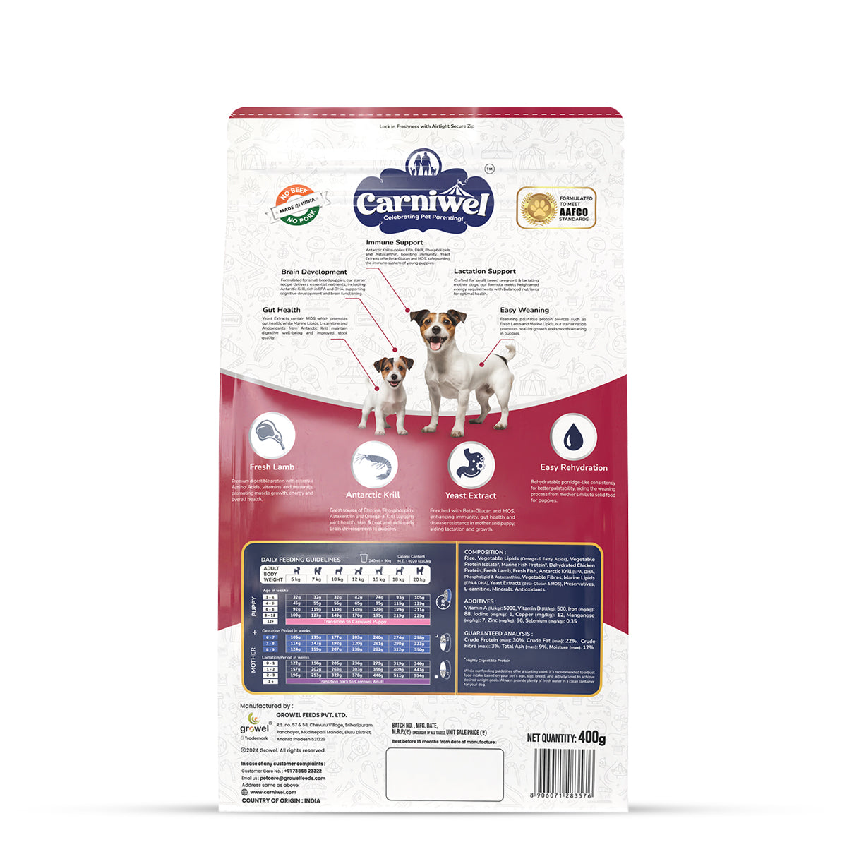 Carniwel Fresh Lamb Dry Dog Food for Small Breed, Starter