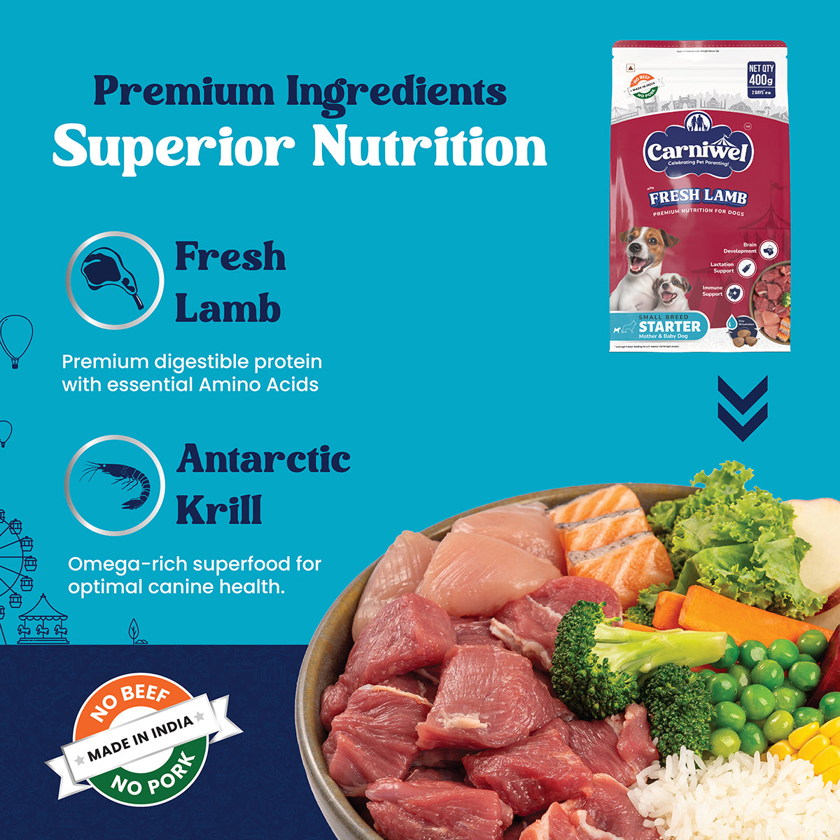 Carniwel Fresh Lamb Dry Dog Food for Small Breed, Starter