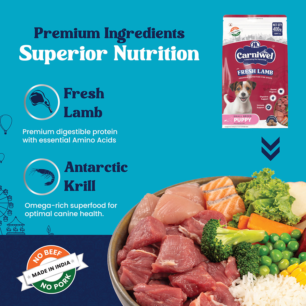 Carniwel Fresh Lamb Dry Dog Food for Small Breed, Puppy