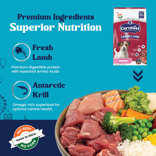 Carniwel Fresh Lamb Dry Dog Food for Small Breed, Puppy