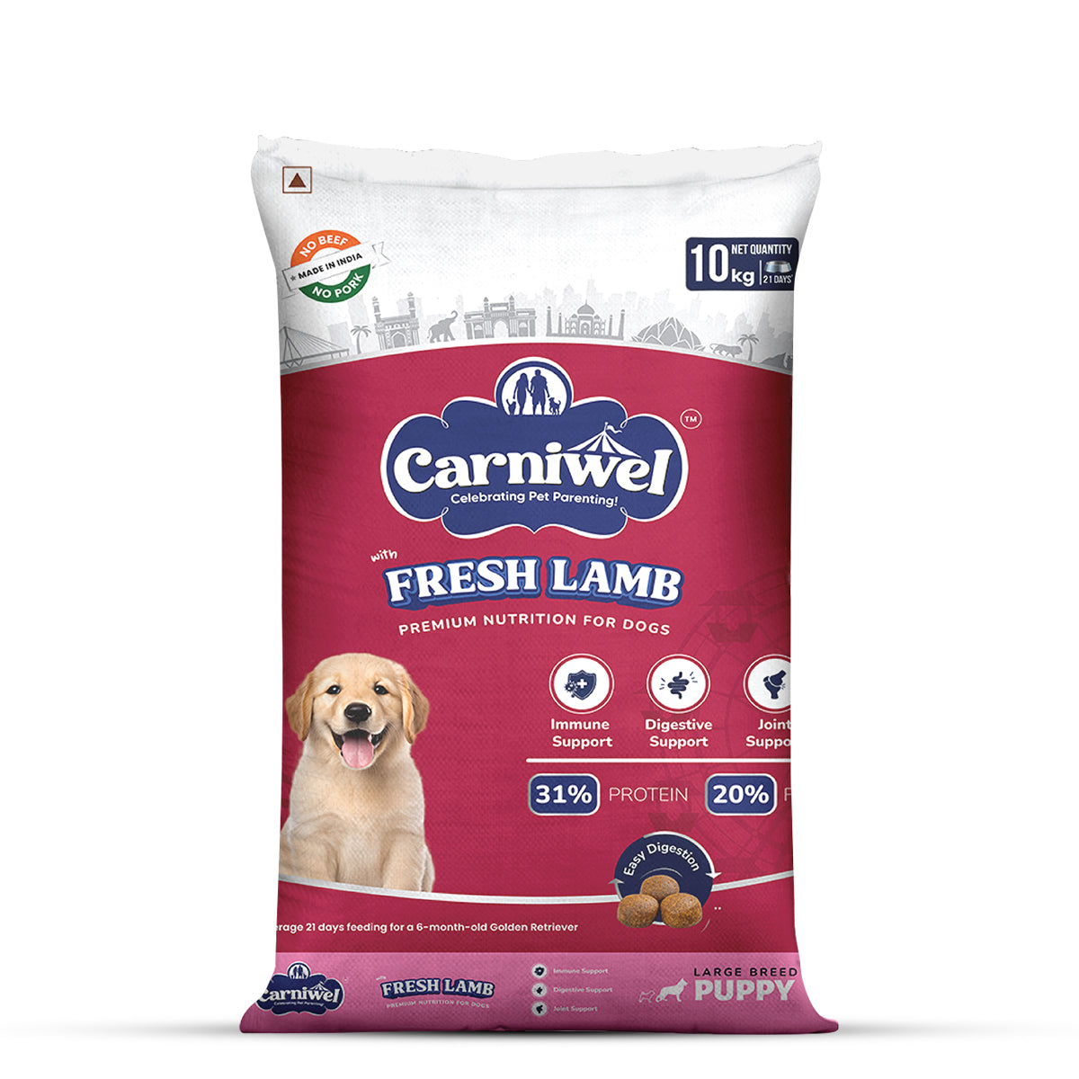 Carniwel Fresh Lamb Dry Dog Food for Large Breed, Puppy
