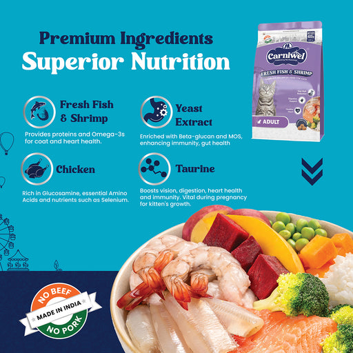 Carniwel Fresh Fish & Shrimp Dry Cat Food, Adult