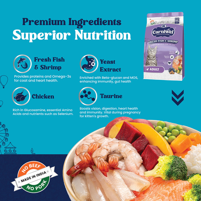 Carniwel Fresh Fish & Shrimp Dry Cat Food, Adult