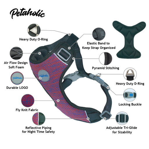 Petaholic Sports Series Pet Harness -  Maroon