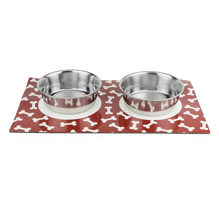 Pawpourri Stay On Mat Stainless Steel Pet Bowl Combo With Magnetic Base On Mat