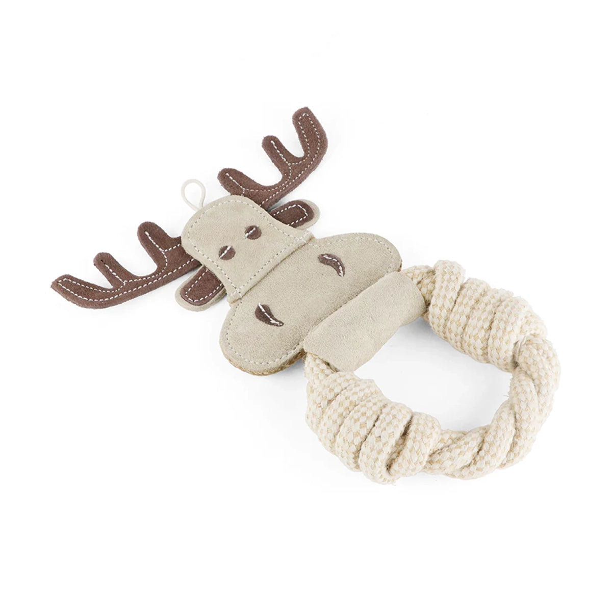Pawpourri Dark Brown Reindeer Suede And Rope Dog Toy