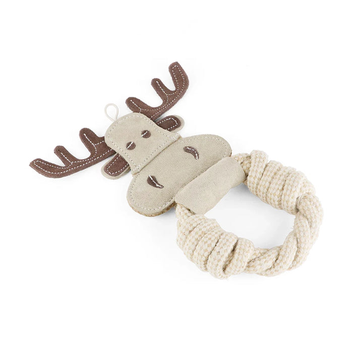 Pawpourri Dark Brown Reindeer Suede And Rope Dog Toy