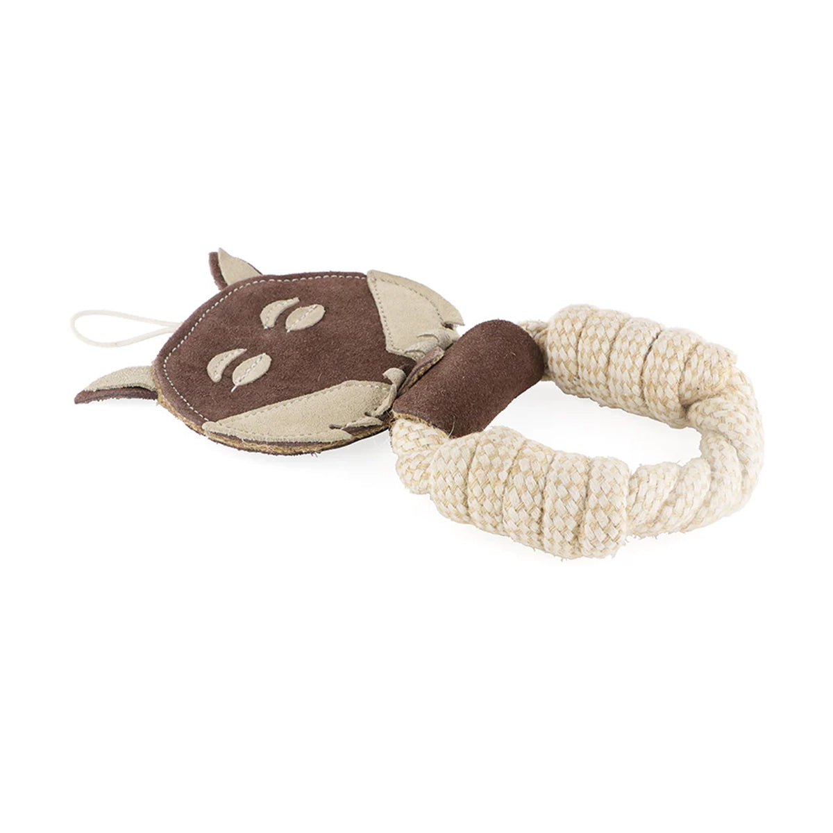 Pawpourri Dark Brown Wolf Suede And Rope Dog Toy