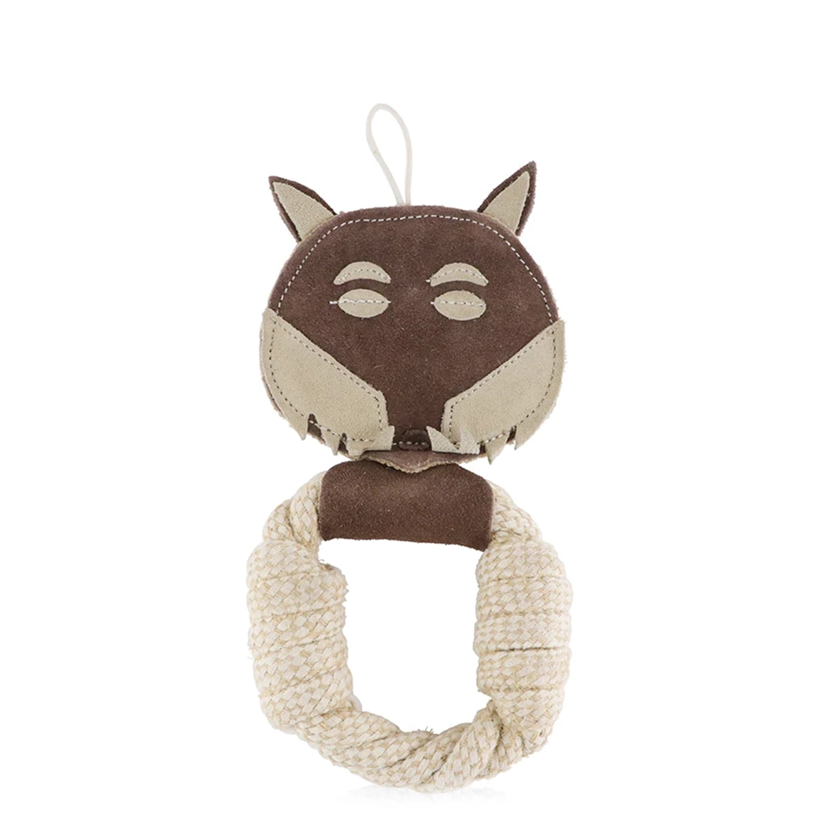 Pawpourri Dark Brown Wolf Suede And Rope Dog Toy