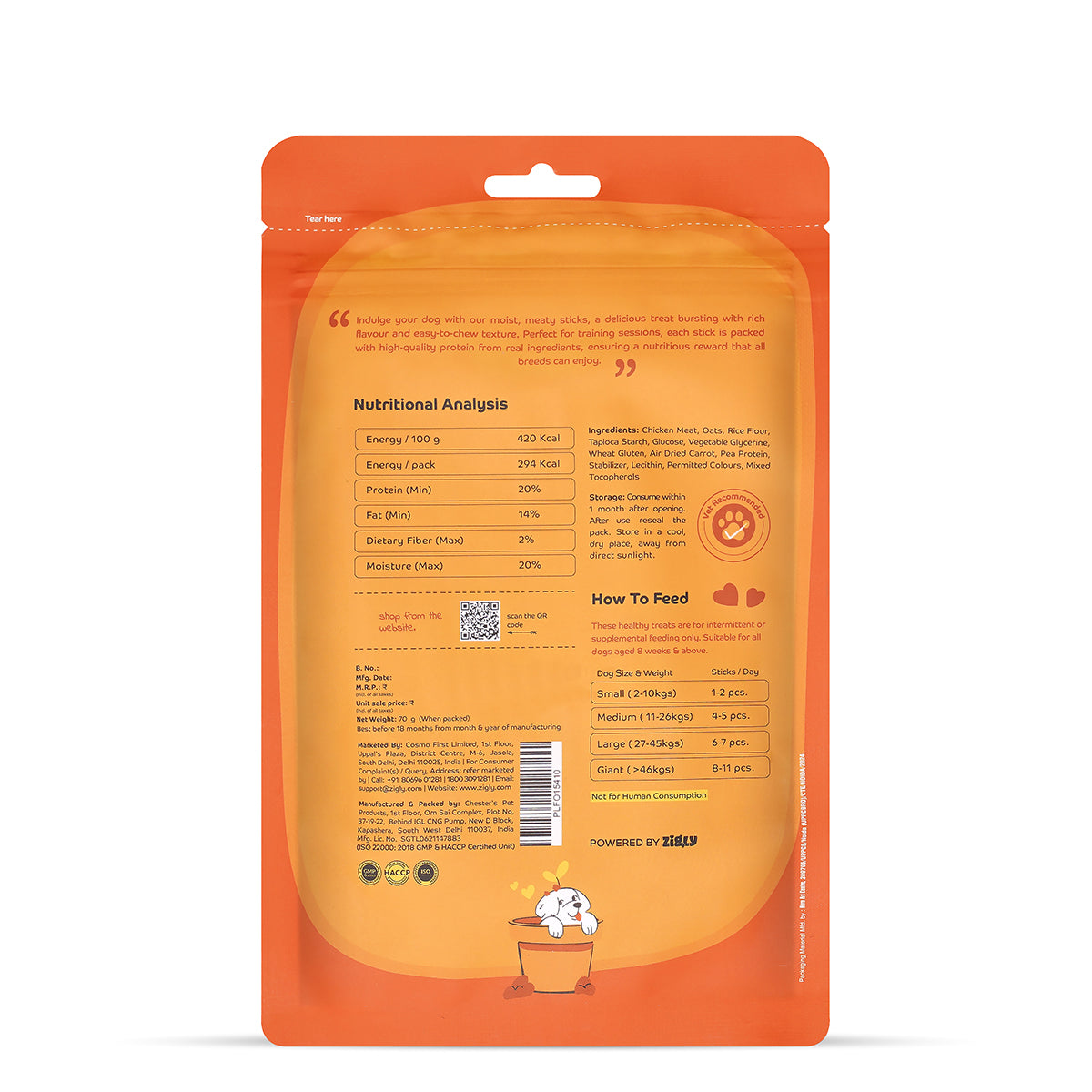 Applod Soft Carrot & Chicken Chew Sticks - 70 gm