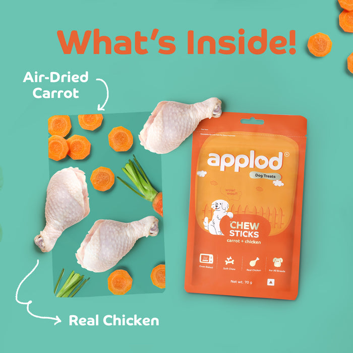 Applod Soft Carrot & Chicken Chew Sticks - 70 gm