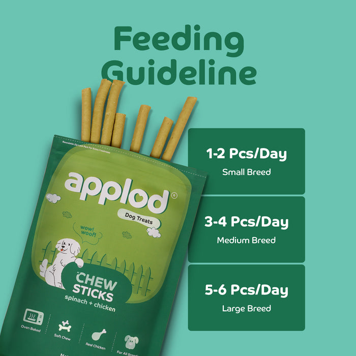 Applod Soft Spinach & Chicken Chew Sticks - 70 gm