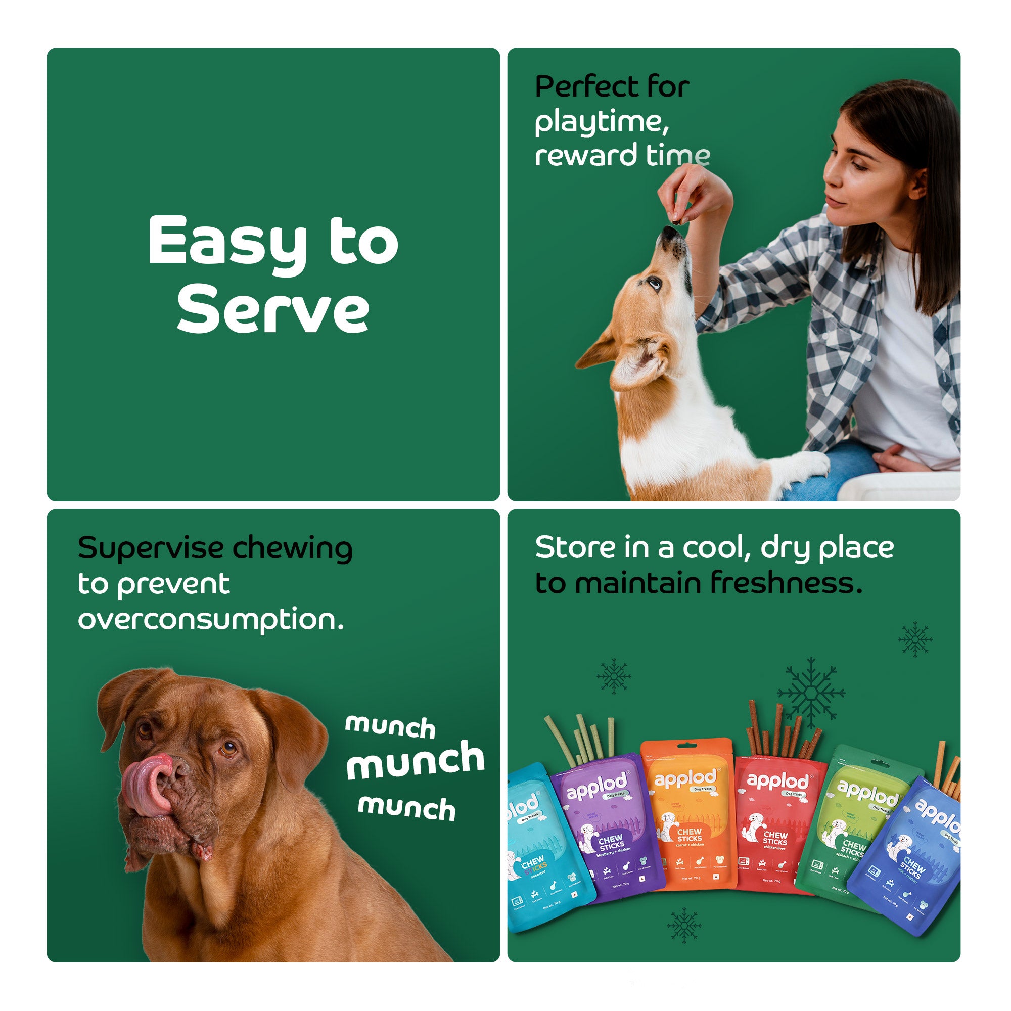 Applod Soft Spinach & Chicken Chew Sticks - 70 gm