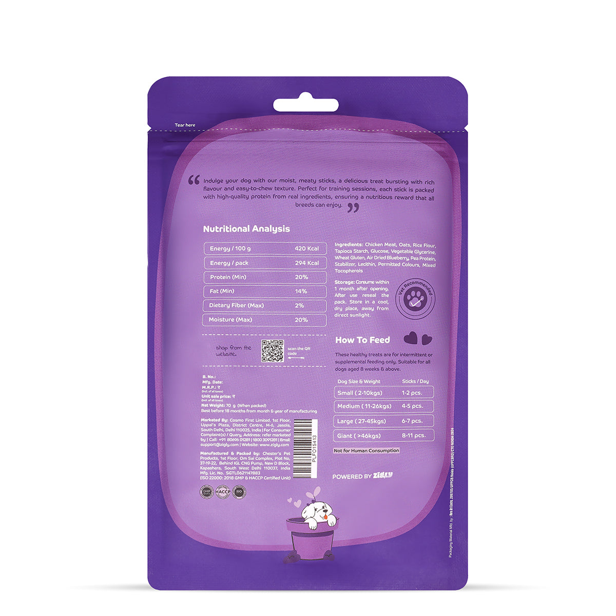 Applod Soft Blueberry & Chicken Chew Sticks - Pack of 5