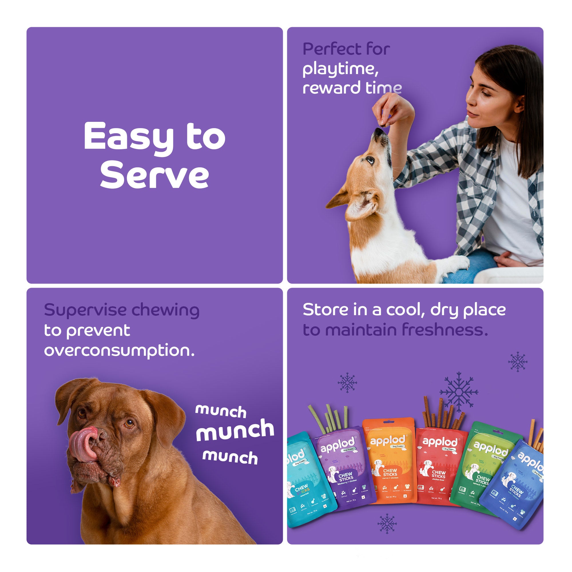 Applod Soft Blueberry & Chicken Chew Sticks - 70 gm