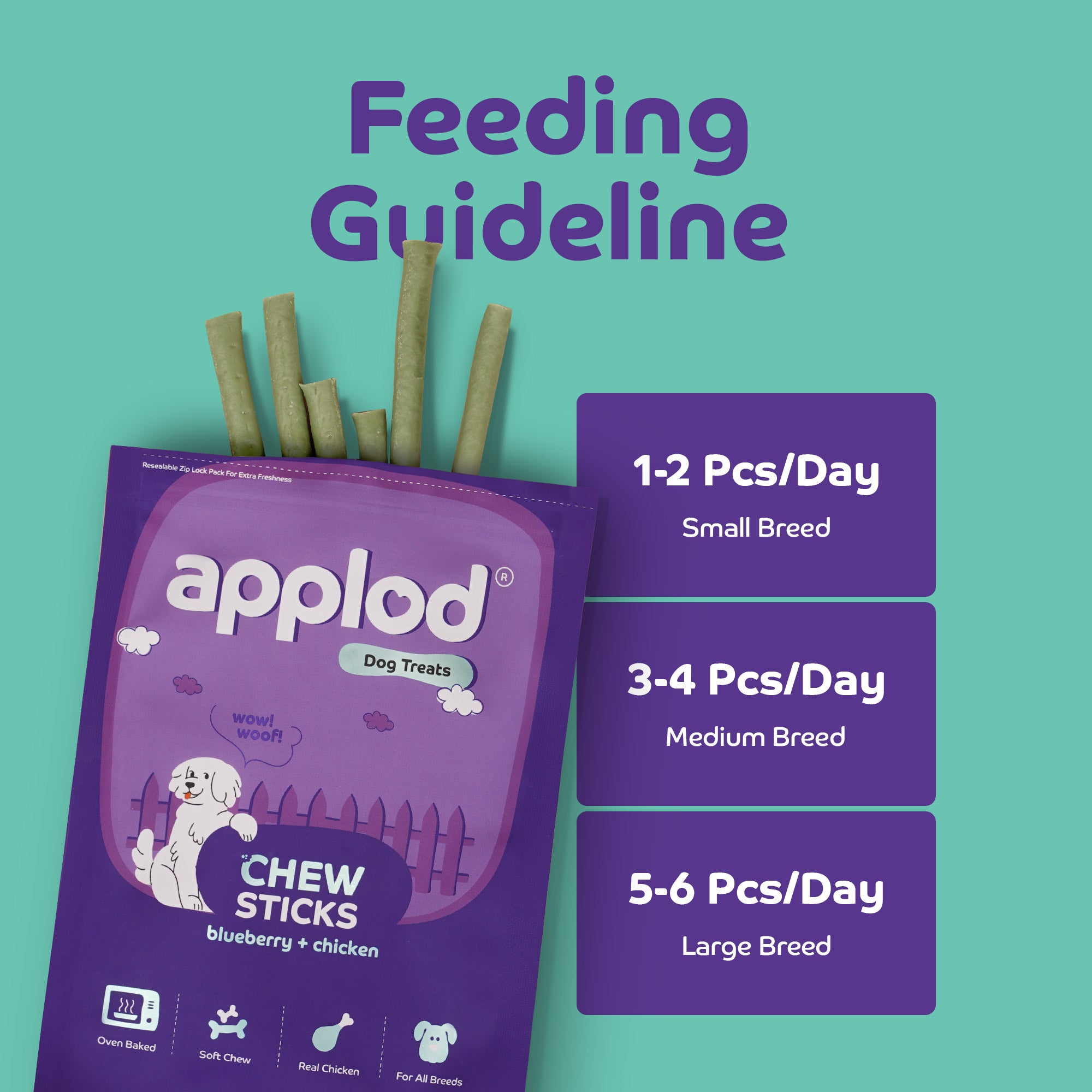 Applod Soft Blueberry & Chicken Chew Sticks - 70 gm