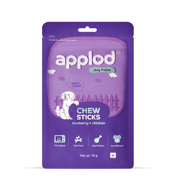 Applod Soft Blueberry & Chicken Chew Sticks - 70 gm