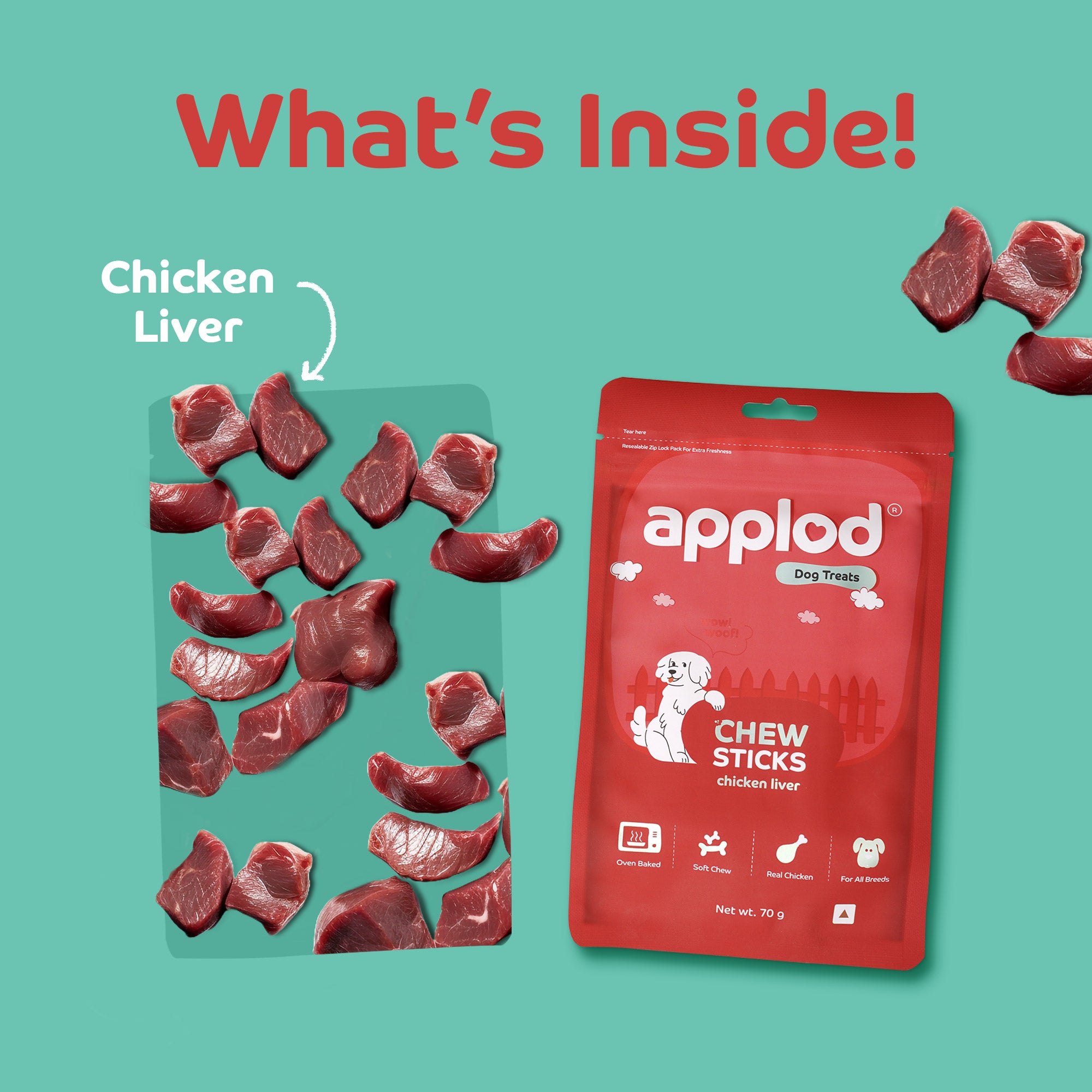 Applod Soft Chicken Liver Chew Sticks - 70 gm