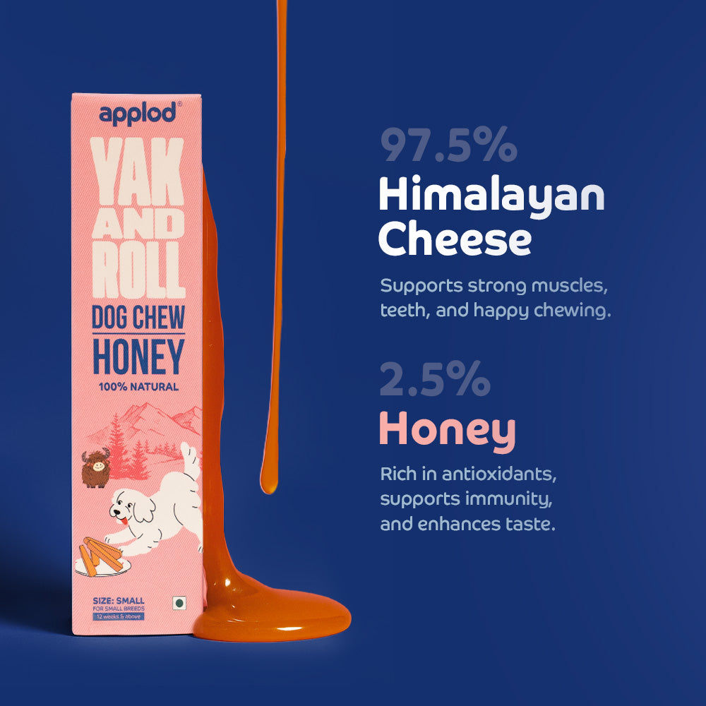 Applod Yak & Roll Natural Yak Chew Honey For Dogs