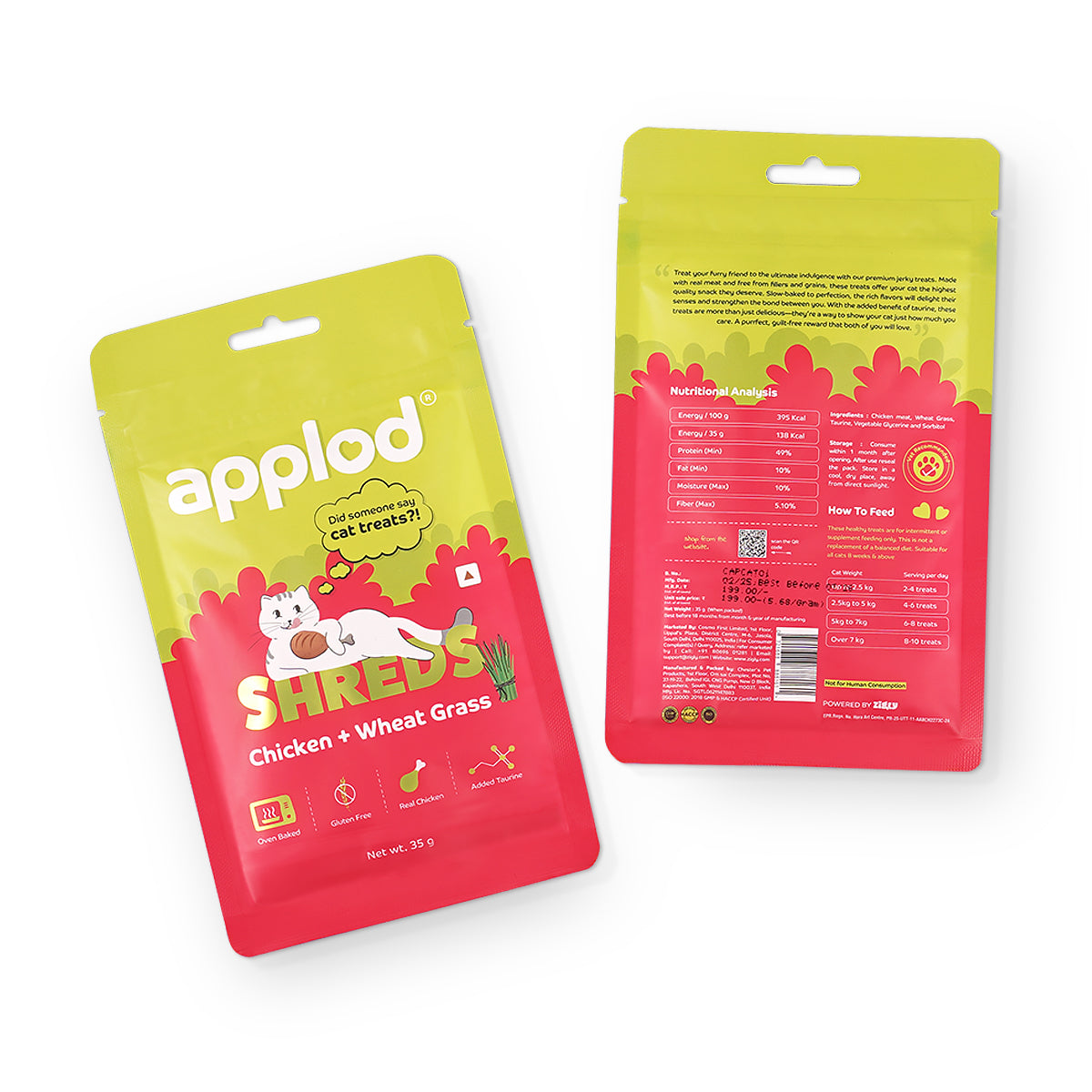 Applod Chicken with Wheat Grass Soft Cat Treat- 35 Gm