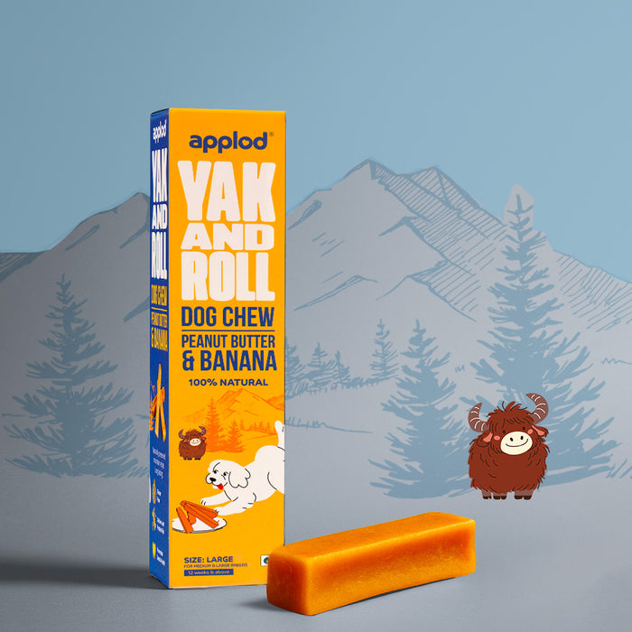 Applod Yak & Roll Peanut Butter & Banana Yak Chew for Dogs