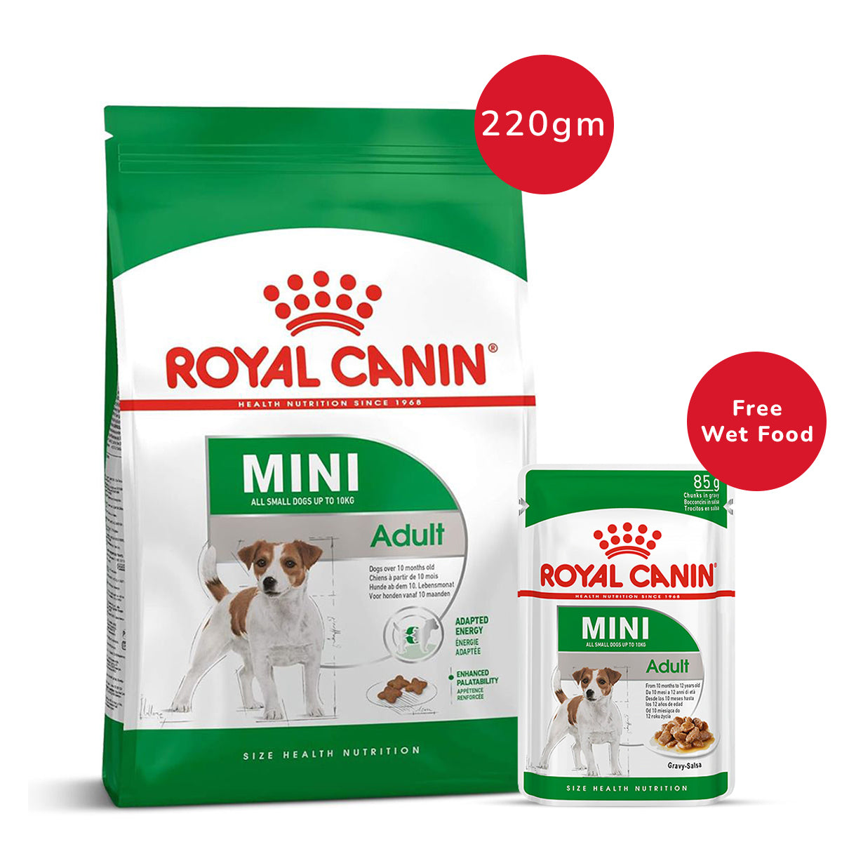 Royal Canin Mini Adult Dry Food 220g + Mini Adult Wet Pouch 85g