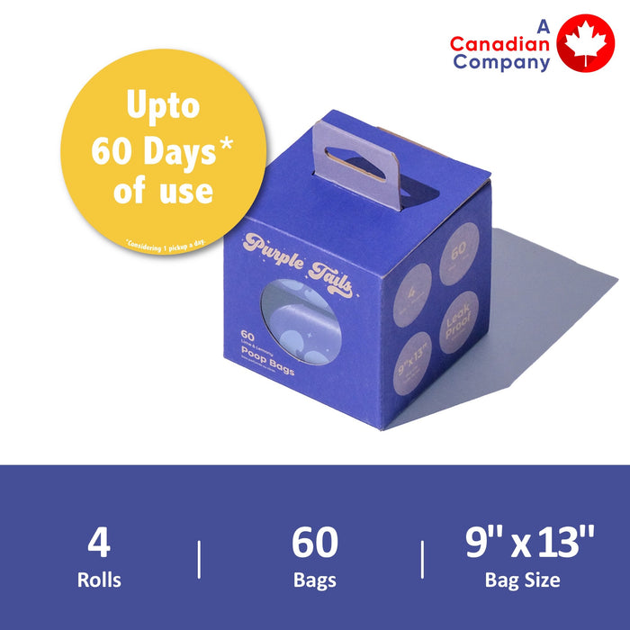 Purple Tails Dog Waste Bags Scent Lime & Lemony Pack Of 4 Rolls (60 Bags)